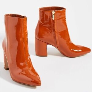 Sam Edelman Hilty Orange Patent Leather Ankle Boots